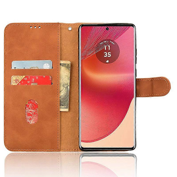 Skyddande läderfodral med kortfack och plånboksfunktion för Motorola Edge 50 Fusion 5G