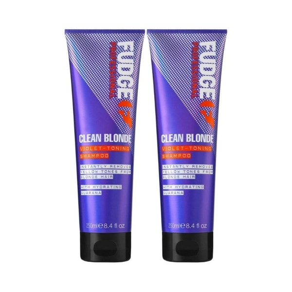 2-Pack Fudge Clean Blonde Violet Toning Shampoo 250ml Transparent