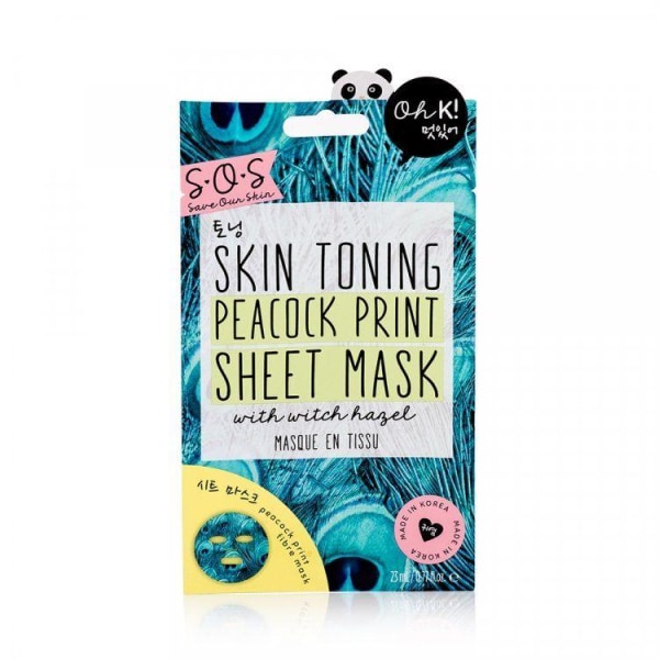 Åh K! Skin Toning Peacock Print Sheet Mask