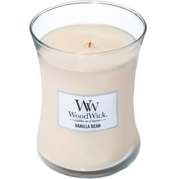 WoodWick Medium Vanilla Bean -tuoksukynttilä Transparent