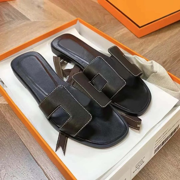 Sexede sandaler dame strandsko Klassiske flade læder slippers dame 3 3 40