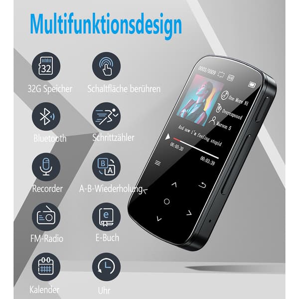 MP3-spelare Bluetooth 5.0 Sport 32GB
