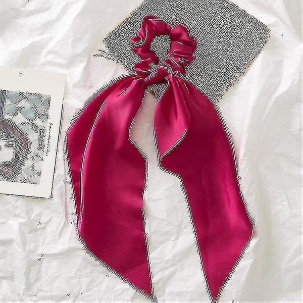 10st Kvinnor Silkeslen Fyrkantig Scarf Hår Ring Knotted Streamers Satin Gillade