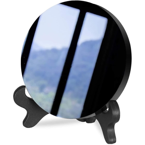 Natural Black Obsidian Mirror Scrying Kodinsisustus Jooga Meditaatio 100mm
