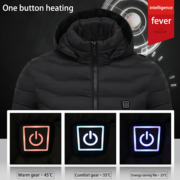 8 Zone Uppvärmd Jacka USB Electric Hoodie Jacka Vintervärmande Jacka Coat