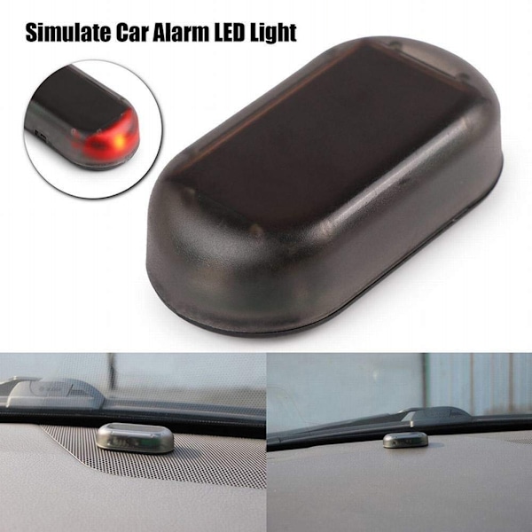 Bil Solar Power Simulerad Dummy Alarm Warning Anti Theft LED blinkande säkerhetsljus