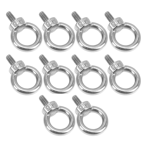 10 stk. M6 rustfrit stål løfteøje bolt Heavy Duty marine kvalitet ring skruer bolte