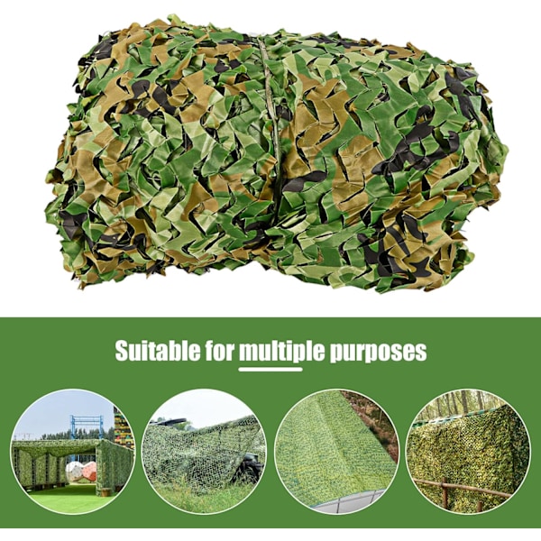 Kamuflage Net, 4 x 10 m Forstærket Kamuflage Net Camouflage Solsejl, Woodland Kamuflage Net 4 x 10 m