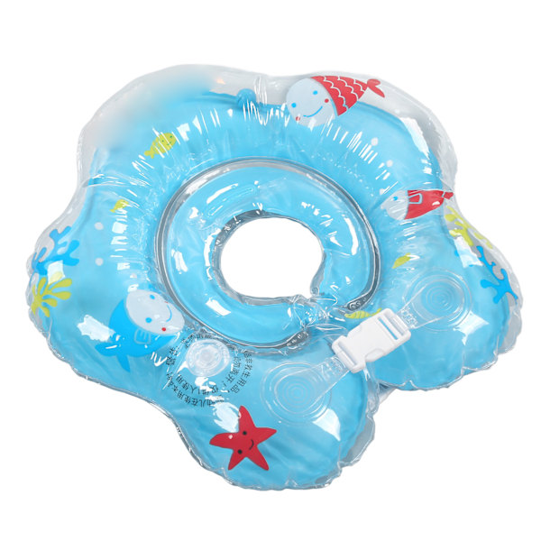 Baby Svømme Ring Tykk Oppblåsbar Forhindre Luftlekkasje Baby Svømmeutstyr med Bjeller for Nyfødt Blå 8,5 cm/3,3 tommer