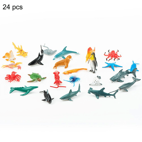 24 st Pvc Havsdjur Figur Havsvarelser Modell Leksaker Delfin Sköldpadda Gillade