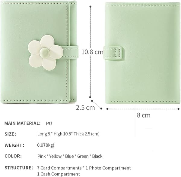 Flickor Kvinnor Plånbok Tri-vikt blommor Plånbok Kontantficka (Grön)