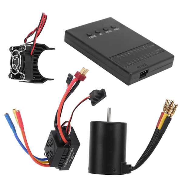 3650 4500KV Børsteløs Motor 60A ESC Programmeringskort Køleplade Combo Sæt til 1/8 1/10 RC Bil