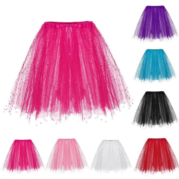 Tylskørt dame Tutu 50'er Rockabilly Underskørt Ballet Flirt Tyl Dansekjole Karnevalskostume Sort