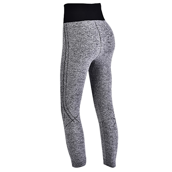 Dam Gym Sport Fitness 3/4 Längd Elastiska Tights Leggings för Aerobics Yoga Löpning Grå