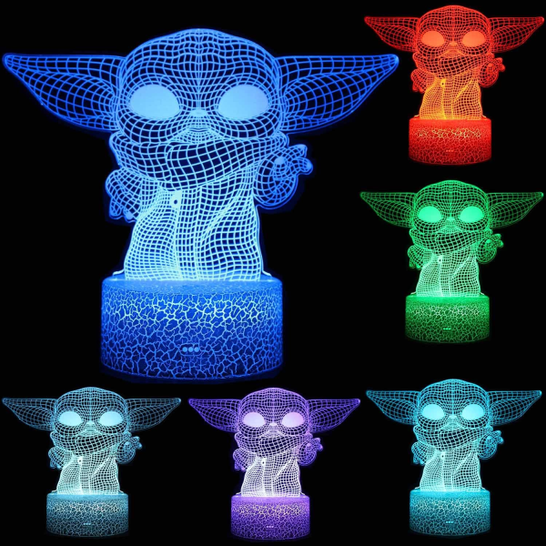 3D Illusion Star-Wars nattljuslampa 16 färgskiftande Nig Comfortable