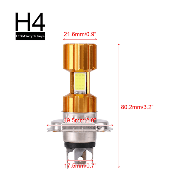 DC 12V 18W H4 LED COB Motorcykelstrålkastare Vit Ljus Universal