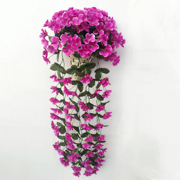 Levende kunstig hængende orkidé Gren Silke Lang hængende Busk Blomster Snøre Bryllupsfest Boligindretning Purple