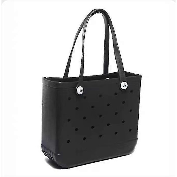 Gummi EVA-taske Bogg-stil Hul Vandtæt Holdbar Overstørrelse Silikone Strandtaske ny [HK] Black