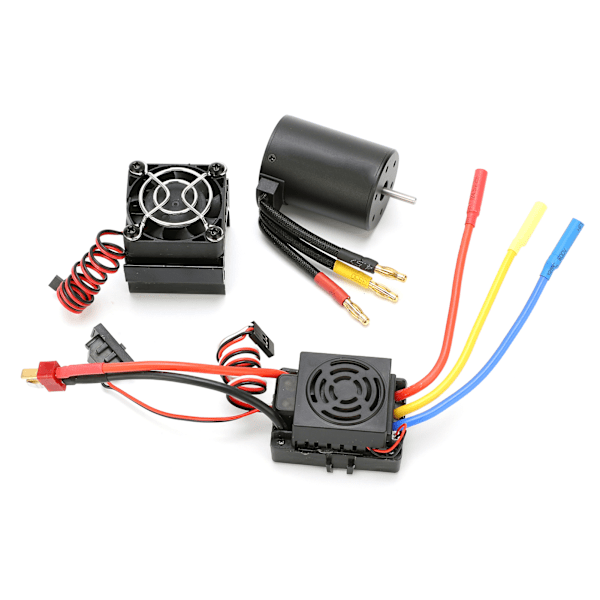 3650 3900KV Vedenkestävä 4-napainen Harjaton Moottori 60A ESC Jäähdytyselementti Combo Set 1/10 RC-autolle