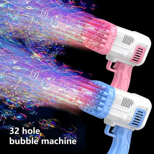 32 hulls boblemaskin for barn elektrisk boblepistol utendørs foreldre-barn bobleblåsende leker uten batteri boble vann respekteras Pink