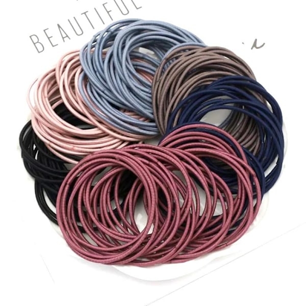 100 kpl Hiuslenkkejä, hiusnauhoja, Hair bands Multicolor multifärg