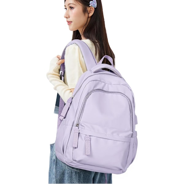 Laptop-ryggsekk, vanntett laptop-ryggsekk med 19-tommers skolesekk med USB-lading purple