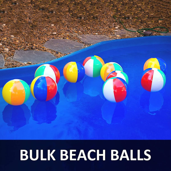 Strandbolde Bulk oppustelig badebold, regnbuefarve - poollegetøj til børn, strandlegetøj, sommerfødselsdagsfest favoriserer gillade