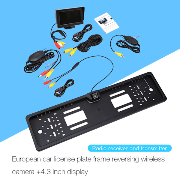Trådløs bakkamera Kamera Bilnummerplade 170 grader 4.3 TFT bilmonitor