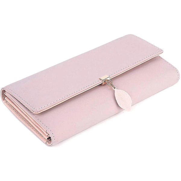 Løv, lang lommebok for kvinner, rosa