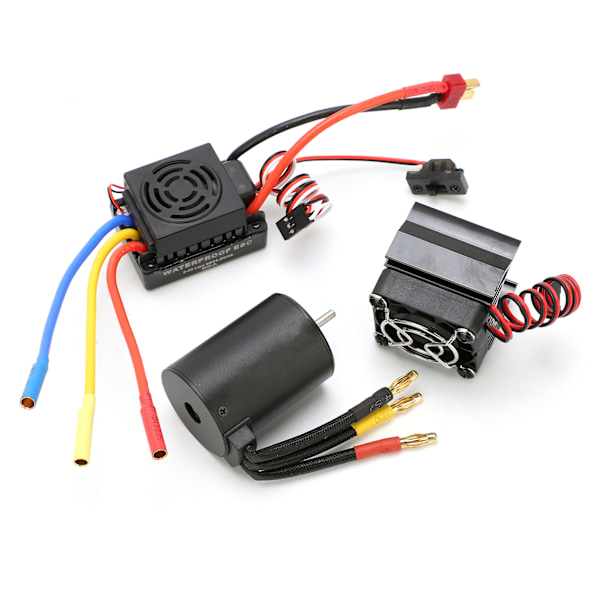 3650 3900KV Vattentät 4-polig Borstlös Motor 60A ESC Värmekylare Combo Set för 1/10 RC Bil