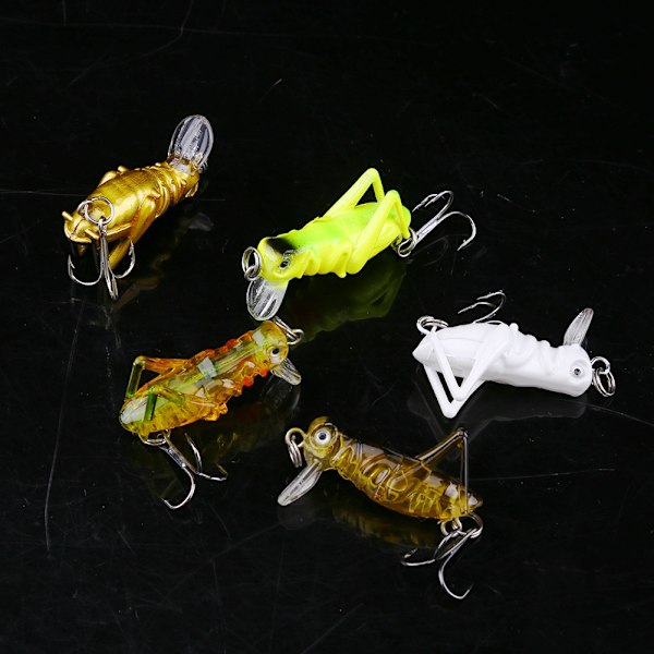 5 stk 4 cm Fiskeagn Lures Kunstig Gresshopper Lures Insektform Hard Bait (#2)