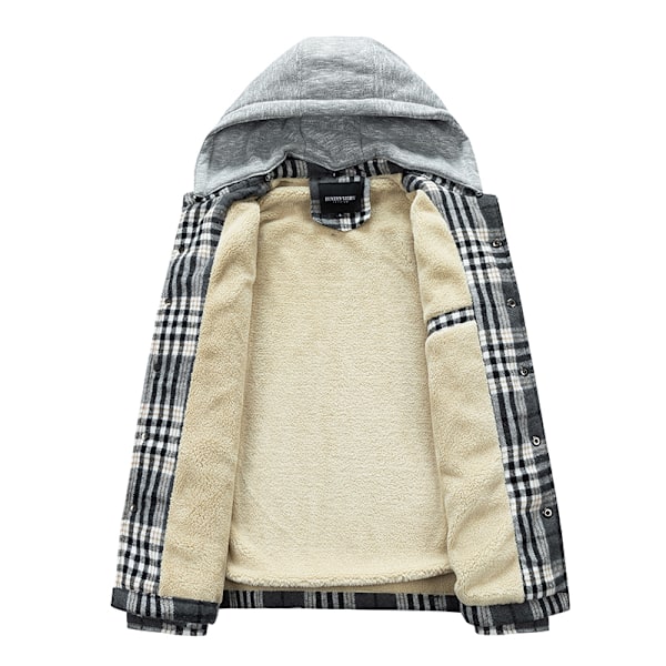Miesten ruudullinen puuvillapaita takki fleecevuorellinen flanellipaita Sherpa-napilliset takit Style3 Style3 L