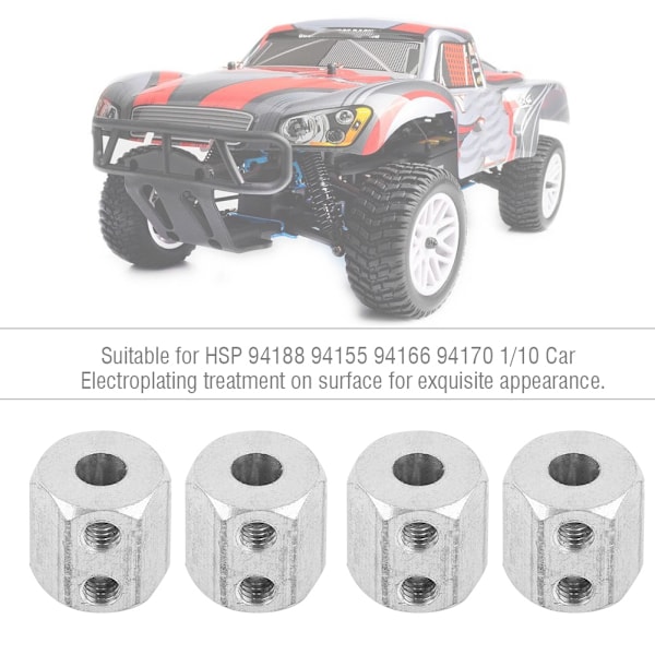 4 stk Metall 08065 Hjul Hex for HSP 94188 94155 94166 94170 1/10 Fjernkontrollbil