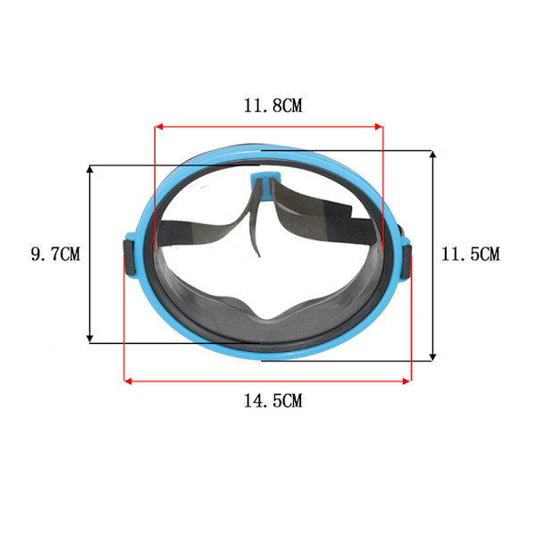 Dykmask med enda lins, vattentät snorkelmask för simning och dykning