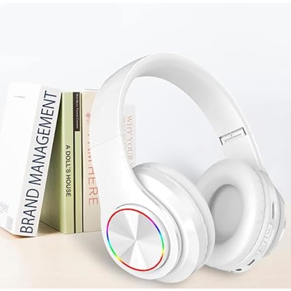 Bluetooth 5.0 Trådløse hodetelefoner Over Ear med mikrofon – HiFi Stereo sammenleggbare, trådløse hodetelefoner på farten