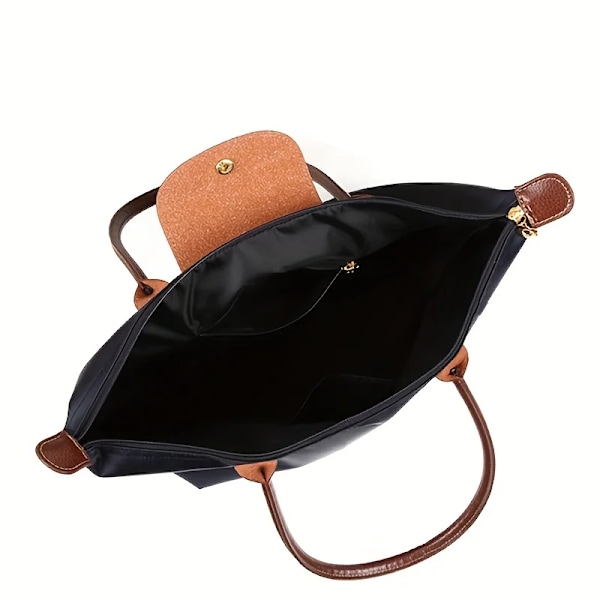 Vanntett Nylon Dumpling Håndveske Vesker Dame Tøyveske Dame Håndveske med stor kapasitet for reisevesker Sammenleggbar Casual skulderveske Svart Black Black M