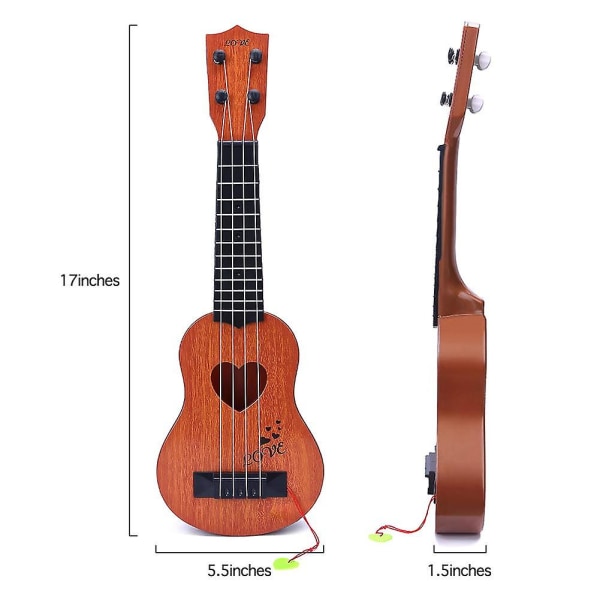 Kids Toy Klassisk ukulele gitarr Musikinstrument, brun gillade