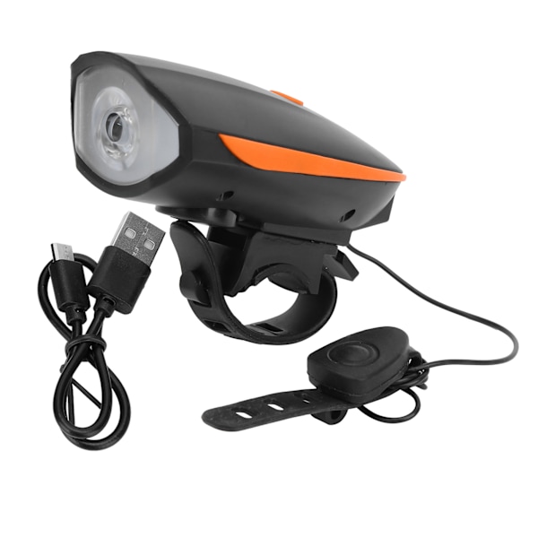 Bike Front Light with Horn USB Charging Night Riding Light Waterproof Headlight Flashlightorange