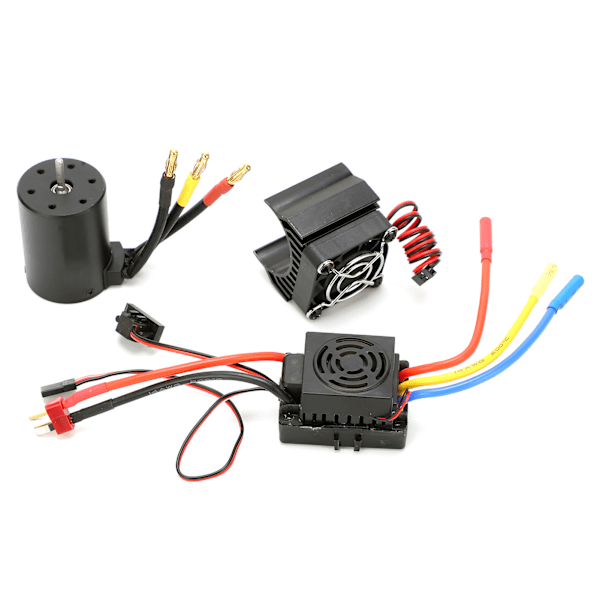 3650 4300KV Vanntett 4-polet Børsteløs Motor 60A ESC Varmespreder Combosett for 1/10 RC Bil