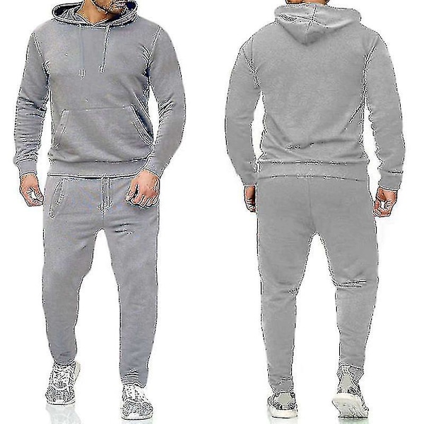2 delar/ set Fitness träningsoverall för män Casual portbyxor Topp weatsuit Huvtröja et #yogu V Light Grey Light Grey S