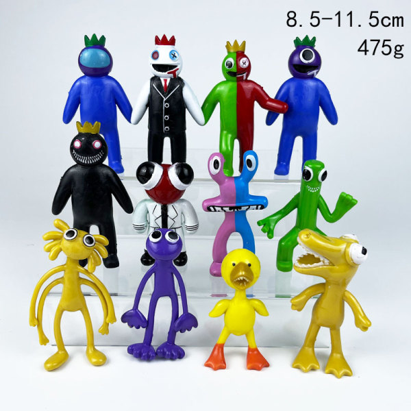 Uusi Rainbow Partner Ystävä Figuuri Malli Little Blue Water Monster Game Oheislaite nukkekakku Ornamentti respekteras Set eight (12 figures)