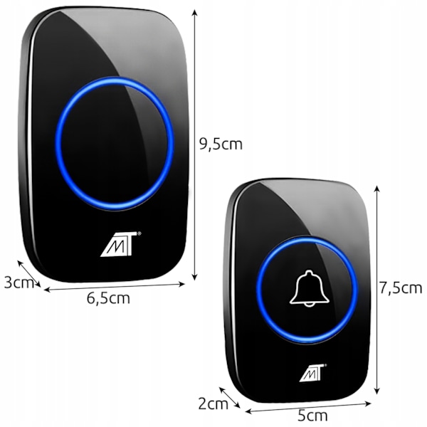Trådløs Dørklokke - 60 Forskellige Lyde - 110 dB Black Svart