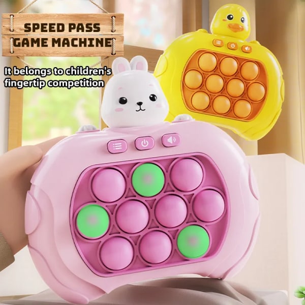Pop Light Fidget Game Quick Push Bubble Game Handtag Leksaker Pojkar och flickor Antistressleksaker med LED-spelmaskin Lindra stressleksaker respekteras New Pink Rabbit