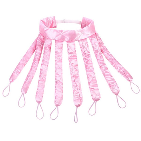 Värmelös Locktång 8 Lockar - Lockigt Hår Utan Värme - Hair Curler rosa pink
