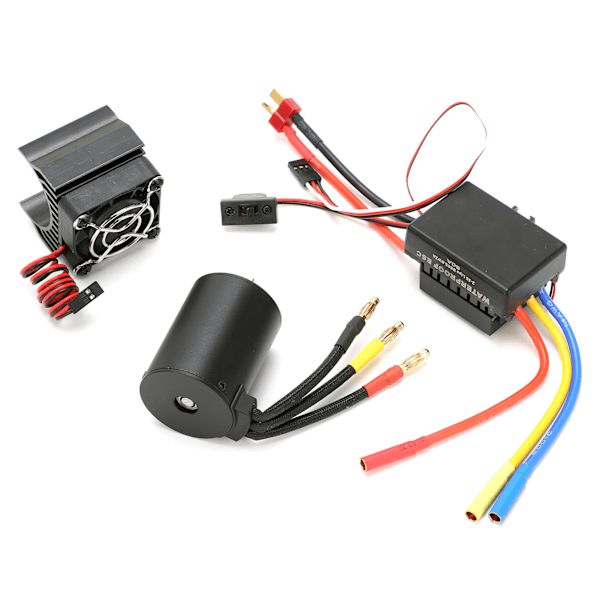 3650 4300KV Vanntett 4-polet Børsteløs Motor 60A ESC Varmespreder Combosett for 1/10 RC Bil