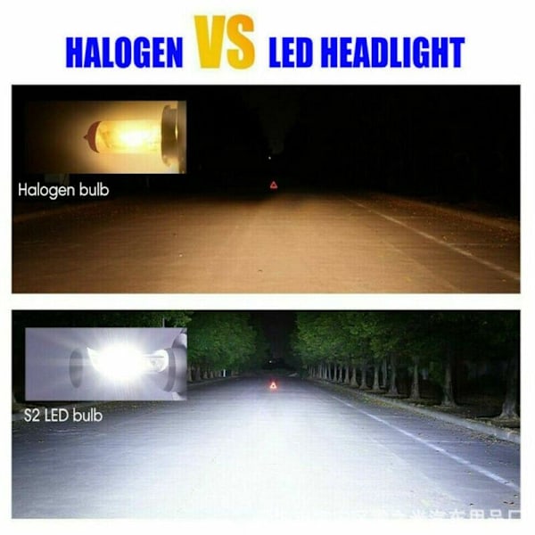 H7 LED-lamppu, 1000 LM 6000K Erittäin kirkas valkoinen LED-ajovalaisin, IP68 vedenpitävä All-in-one Plug and Play -muunnossarja, 2 H7-lamppua 13Tretton