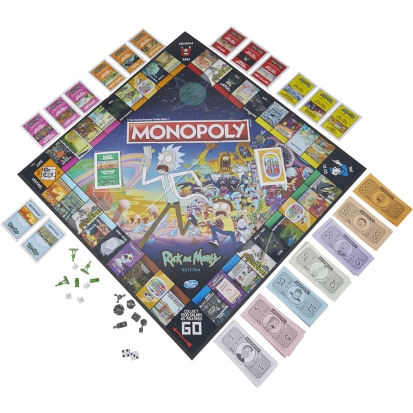Hasbro Game Monopoly: Rick and Morty Edition Board Game er et Cartoon Network-spil for familier og teenagere 17+