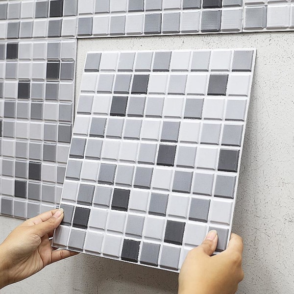 10 delar 3D mosaik Köks sanitetsbinda Badrumsdekaler Självhäftande väggdekaler