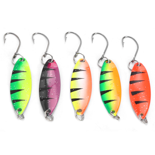 5 stk Farverige Walleye Ørred Spoon Agnsmetal Crankbait Hård Spoon Spinner Lure Enkelt Krog