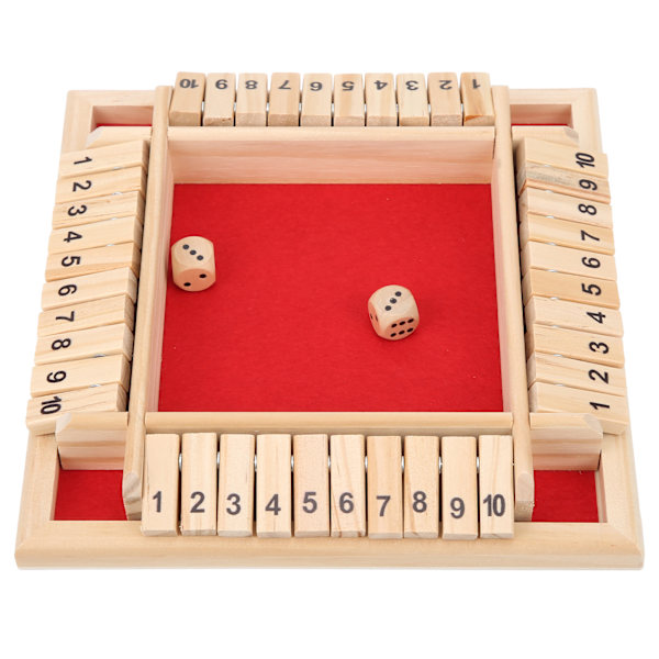 Tre Spill "Shut the Box" med Terninger, 4-Siders, 10 Tall, Brettspill for Bord, Pub-Spill for Barn og Voksne